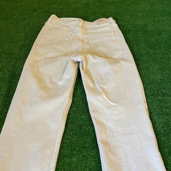Zara Women's Split Raw Hem High Rise Denim Collection Beige Jeans Pants Size 06 - Picture 15 of 16